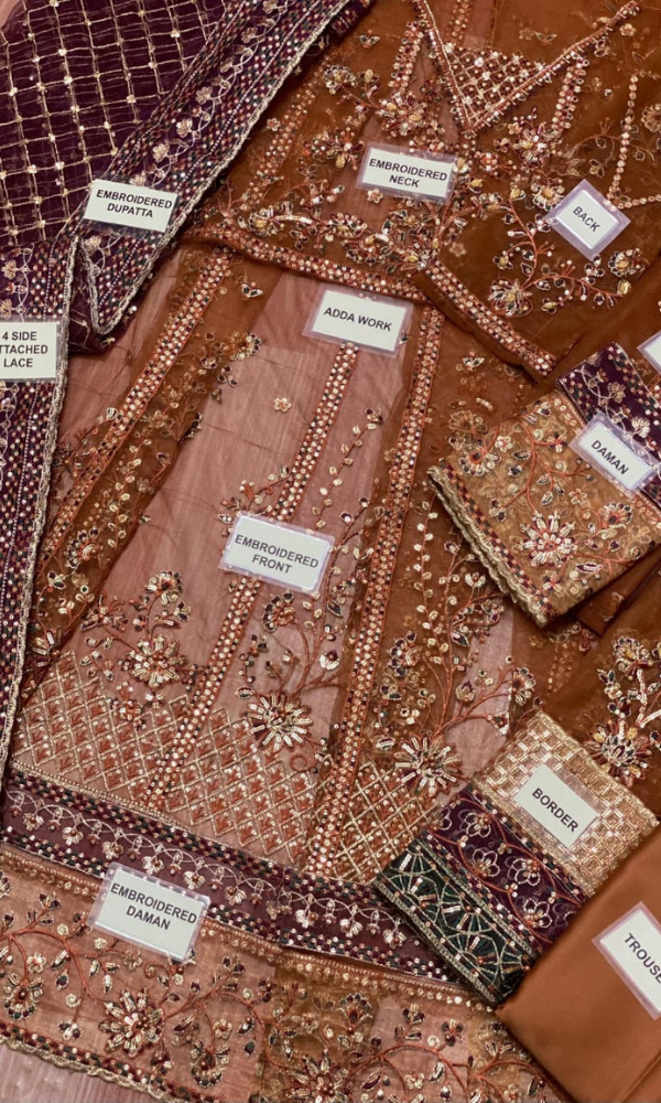 Complete Net frock with Shamose Silk trouser