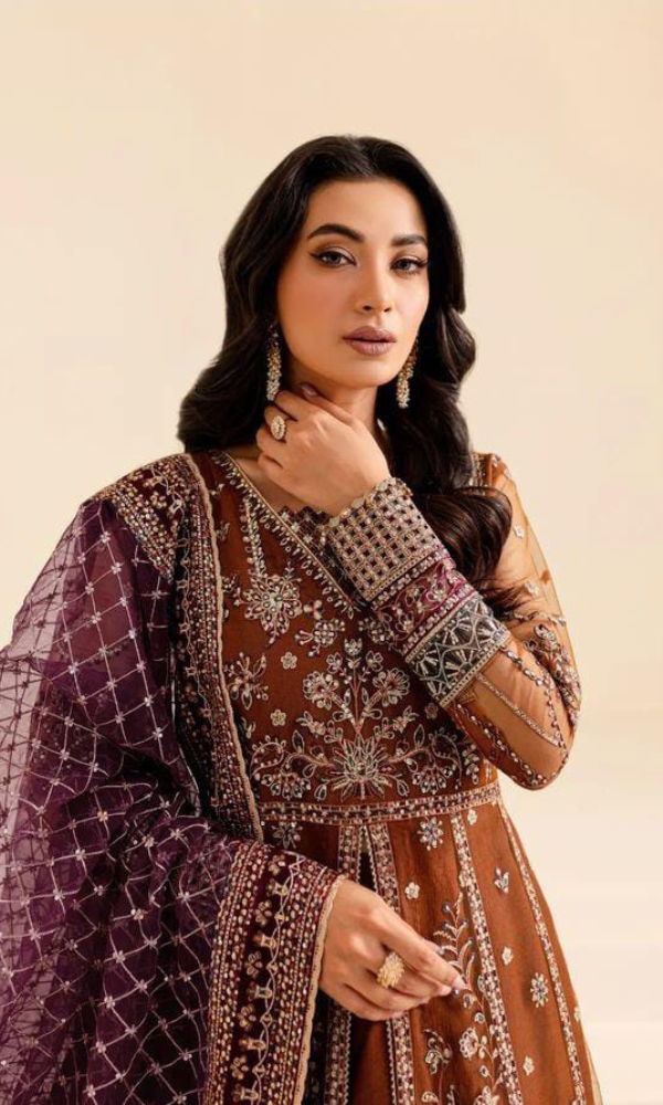 Complete Net frock with Shamose Silk trouser