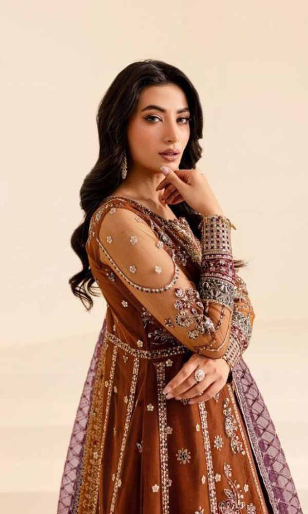 Complete Net frock with Shamose Silk trouser