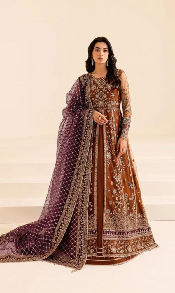Complete Net frock with Shamose Silk trouser